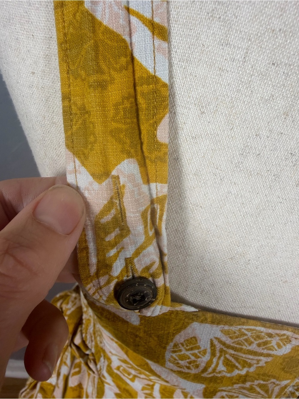 Patagonia Pataloha Mustard Yellow Floral Sleeveless Faux Wrap Dress - Picture 5 of 10
